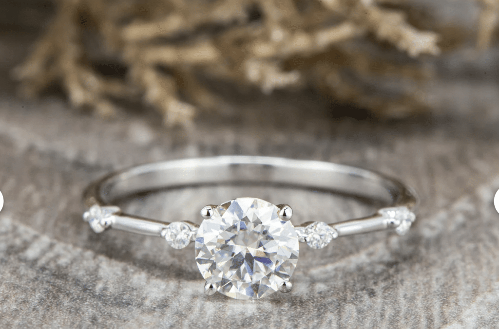 Dainty Round Moissanite Halo Ring