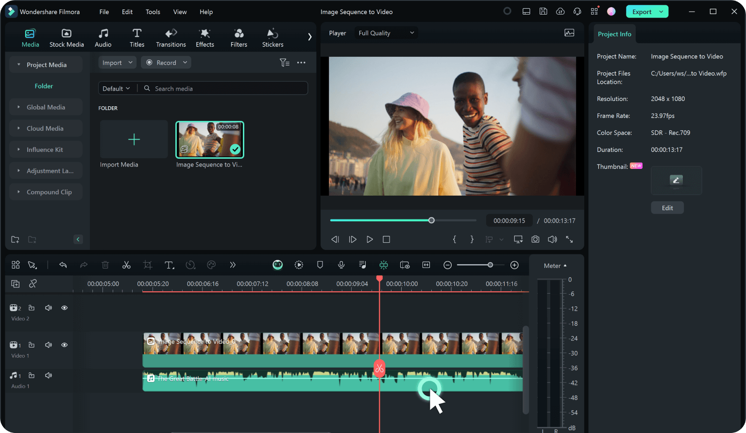 filmora interface editing