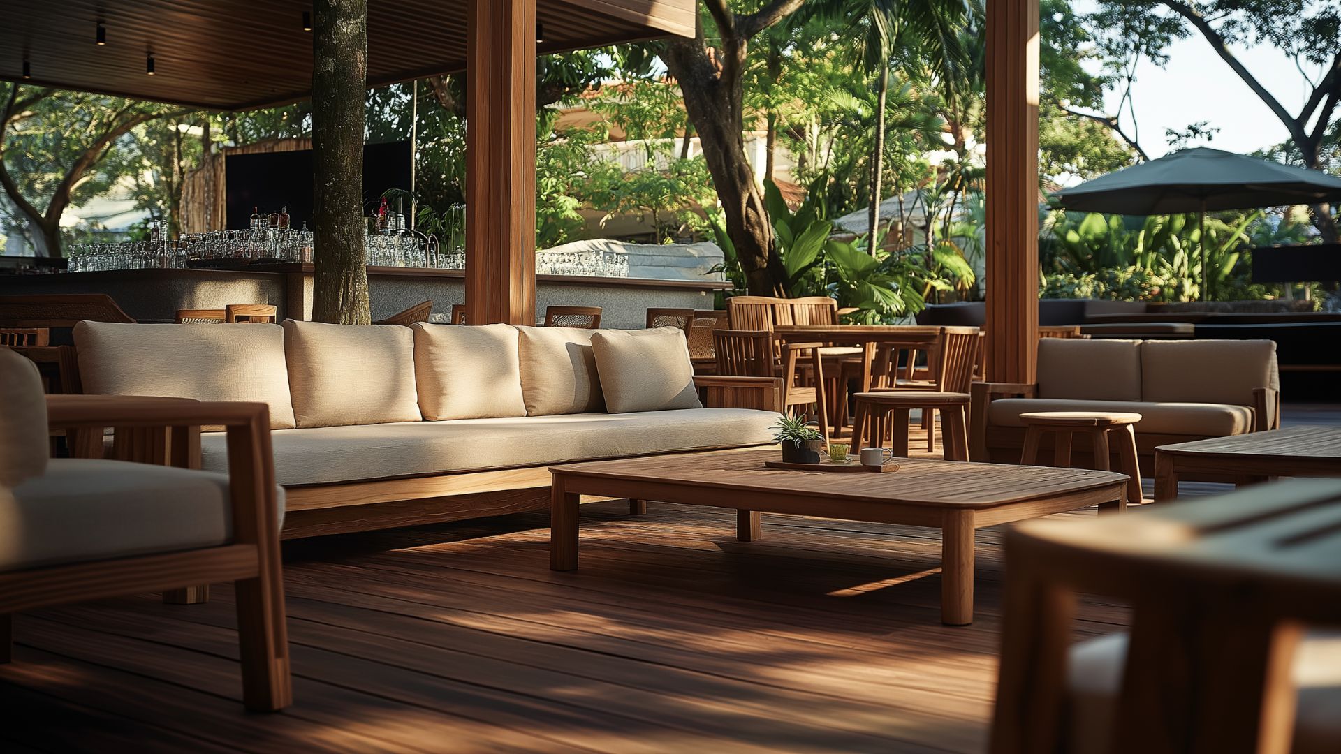 A couch and table on a patio AI-generated content may be incorrect.