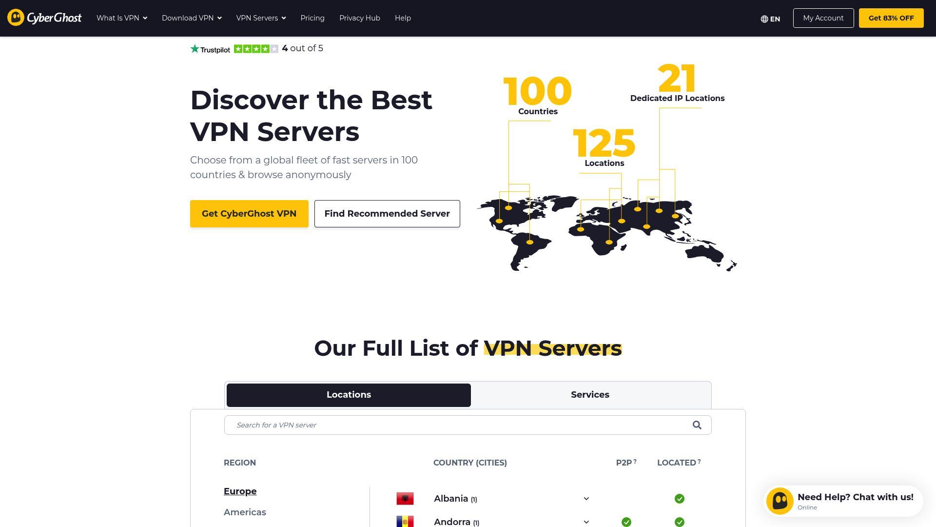 CyberGhost VPN Servers