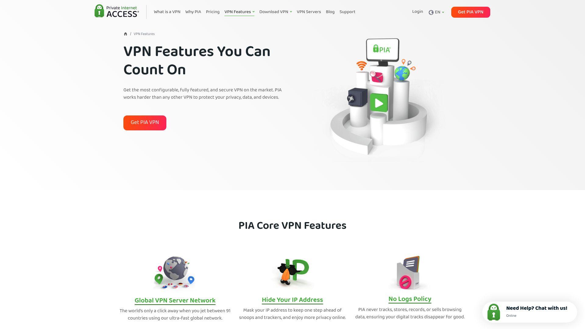 Private Internet Access Features