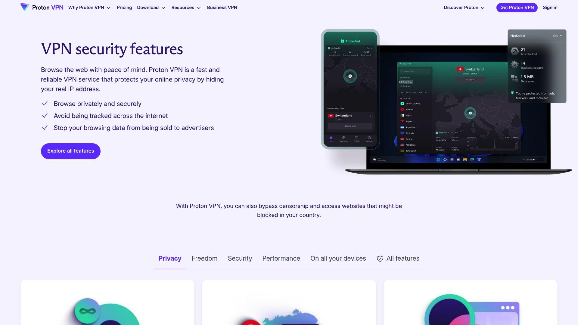 ProtonVPN Features