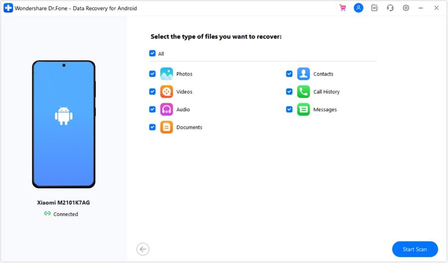 start scanning data