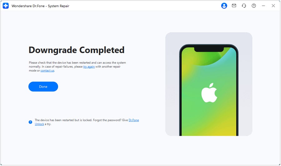 click done to complete downgrade