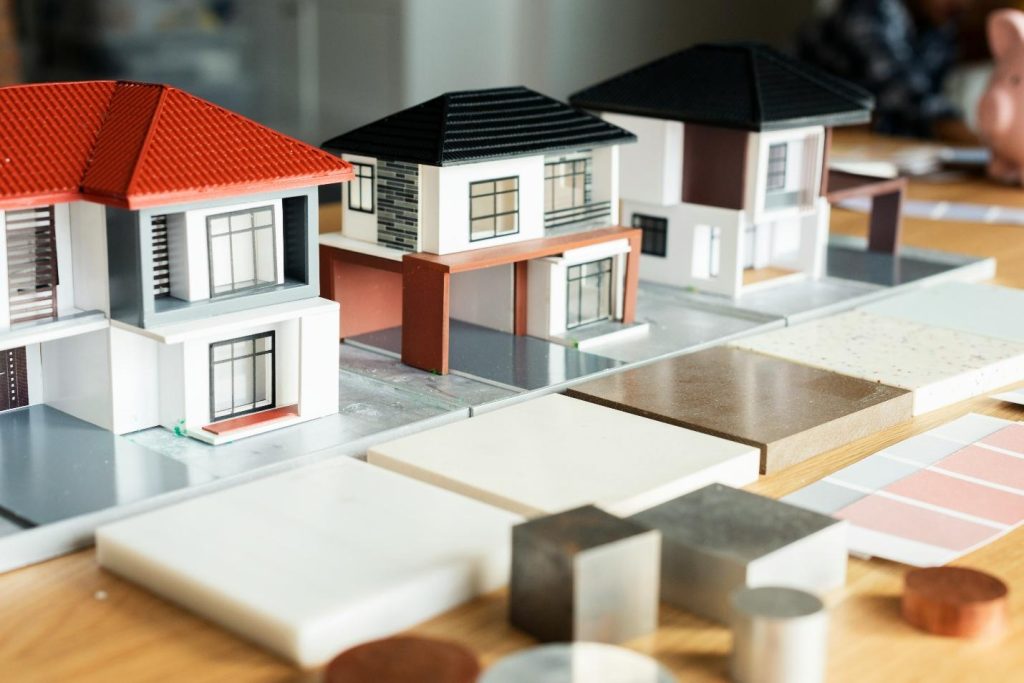 A group of model houses on a table