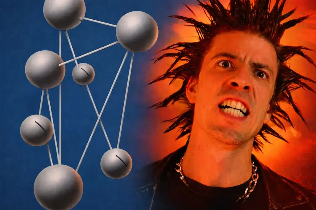 Split image showing The Colour and the Shape and Dave Grohl with intense expression under dramatic lighting