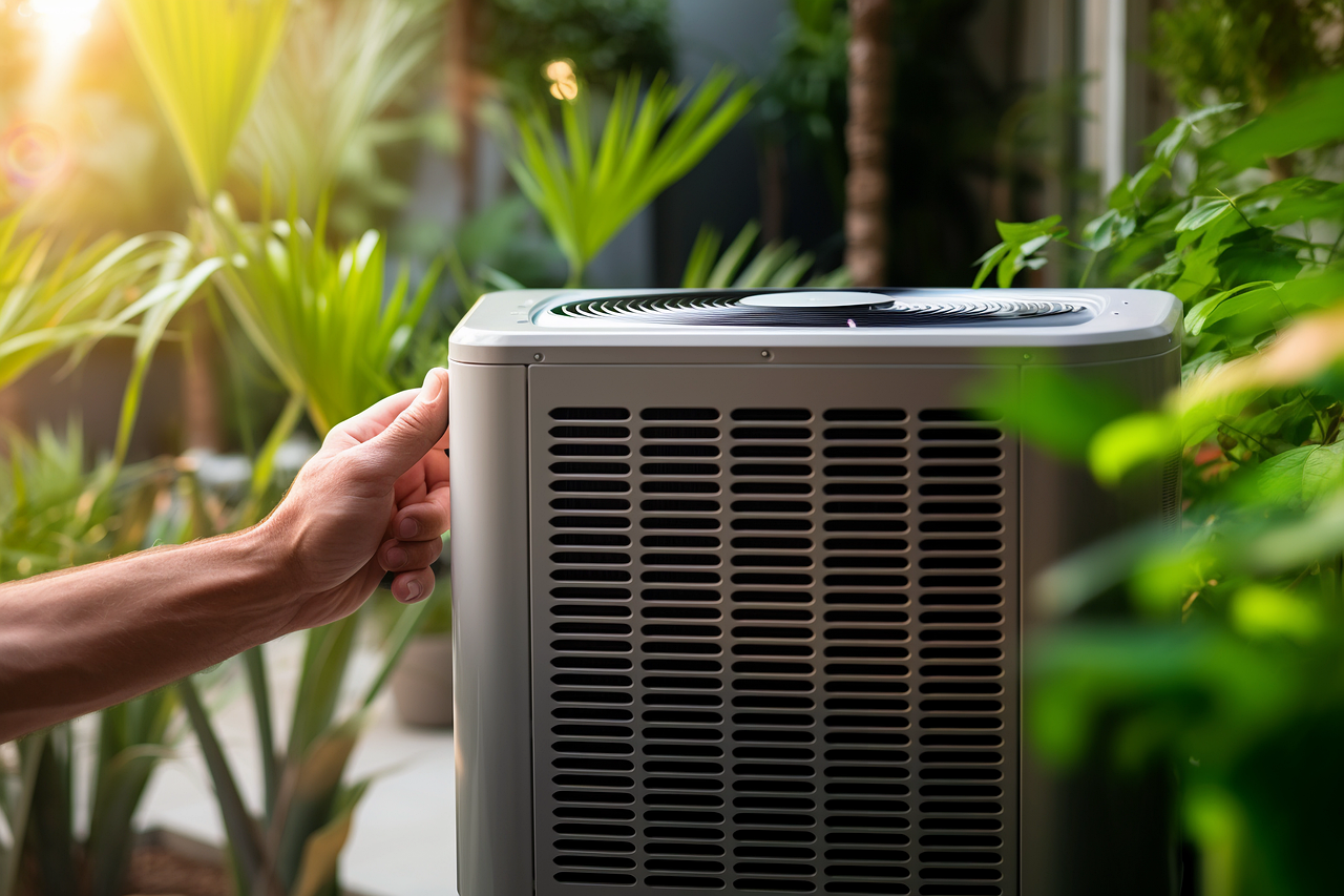 technician working on an air conditioning unit