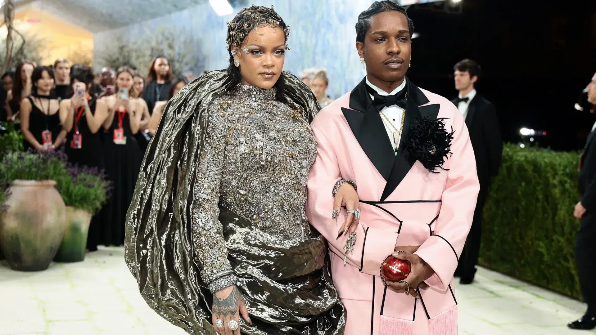 ASAP Rocky wearing a wool-and-satin robe over tailored pant