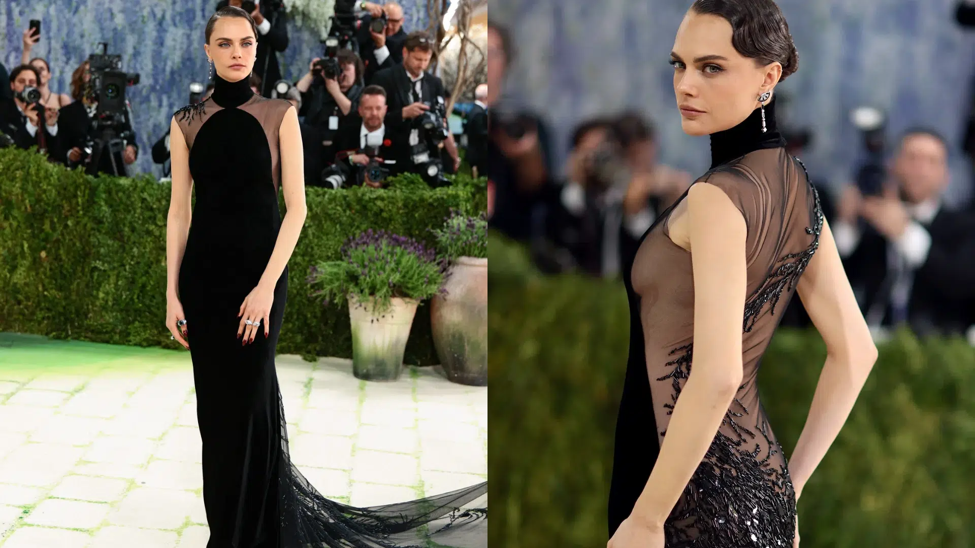 Cara in a Ralph Lauren gown