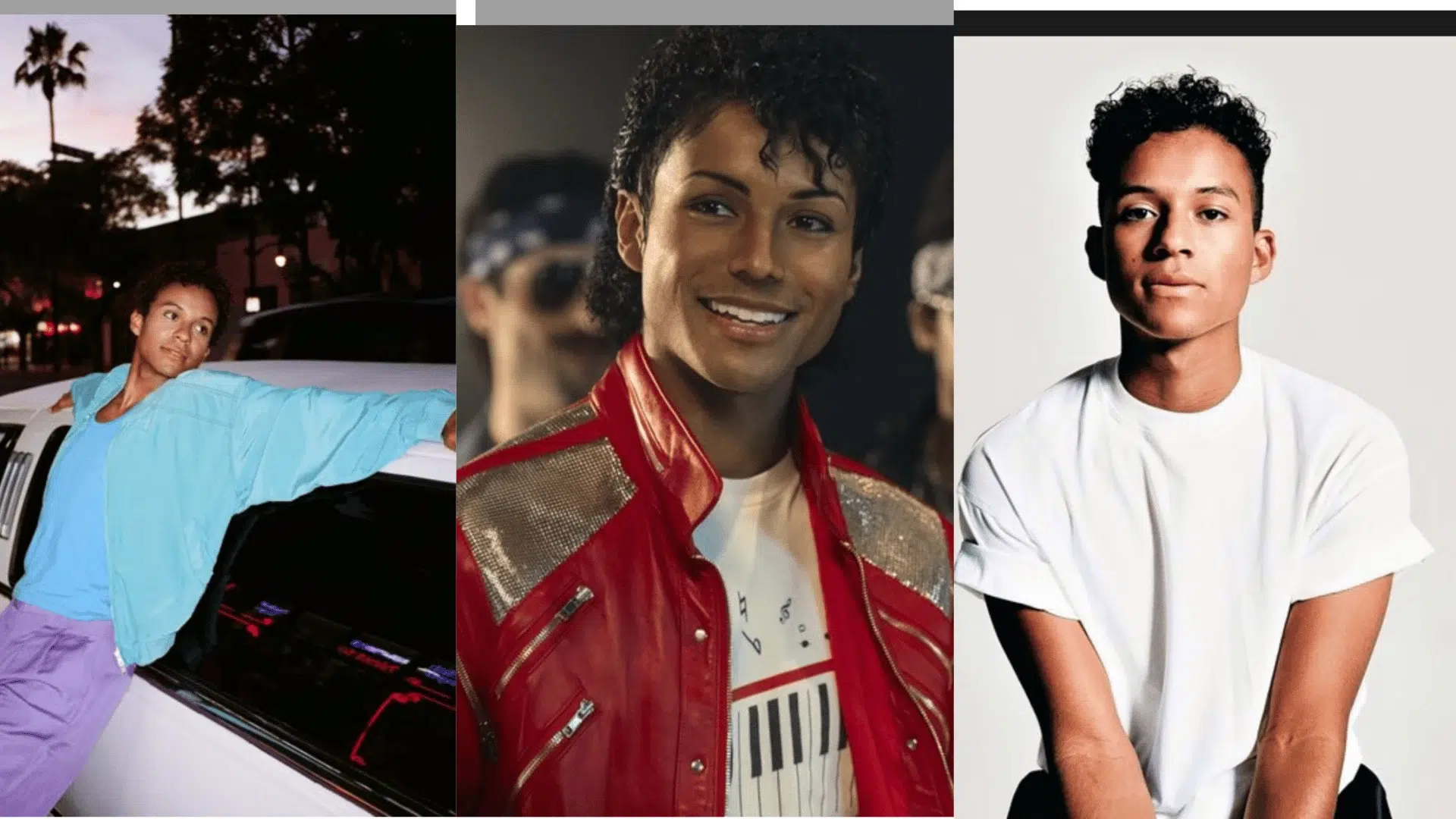 Collage showing Jaafar Jackson’s transformation, public appearances, and Michael Jackson resemblance