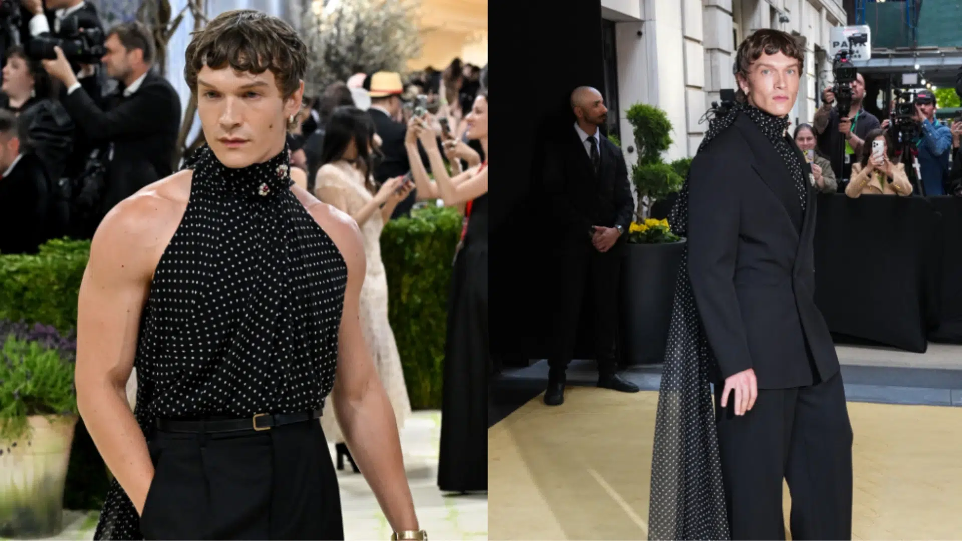 Connor in a Saint Laurent in sharp menswear tailoring
