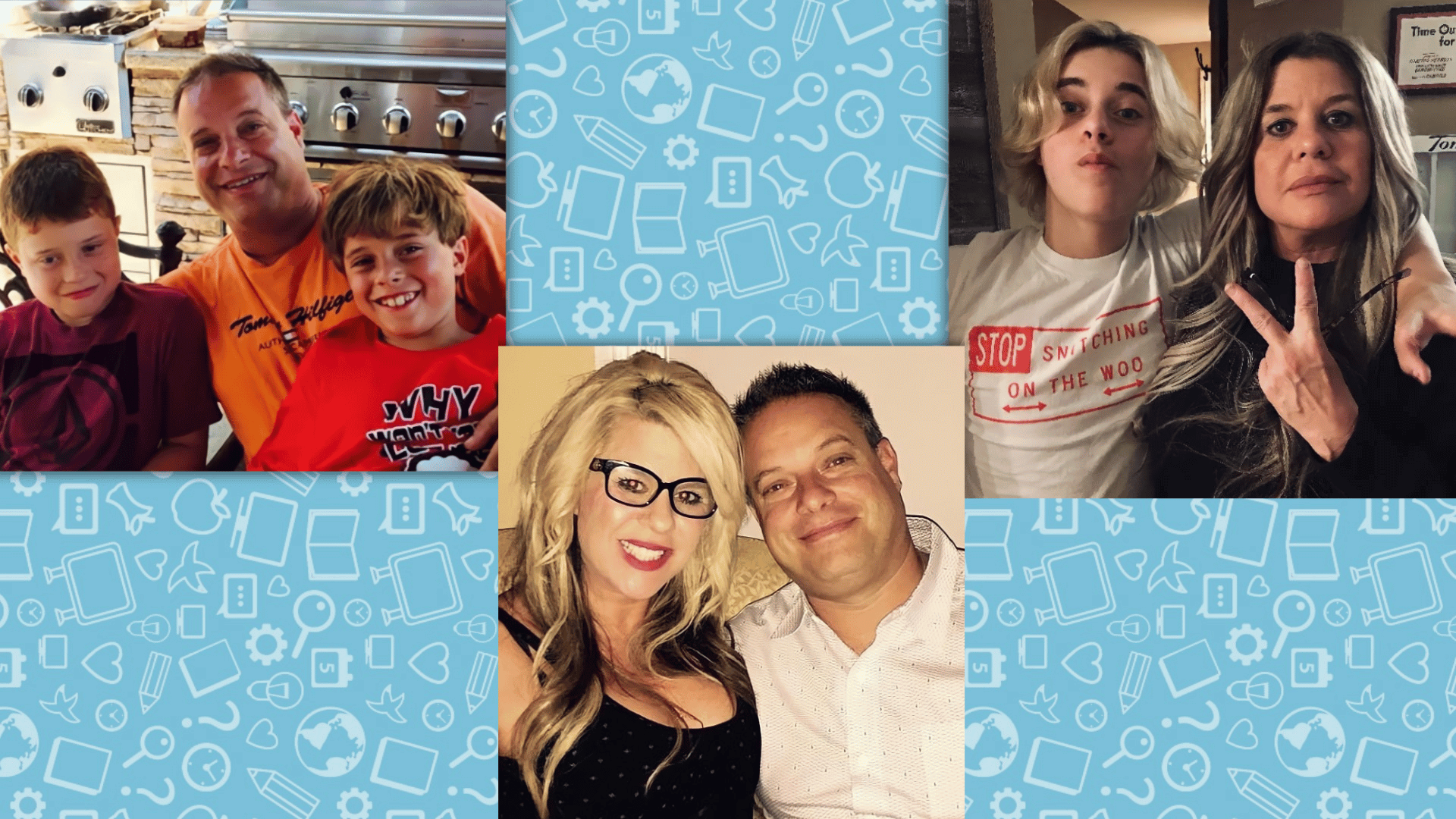 Gavin Magnus with his parents and family members in a collage photo highlighting his personal and family life