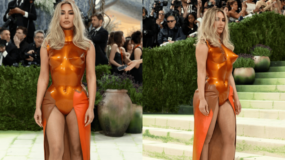 Kim in a custom corset and skirt by Maison Met co-chair Law Roach