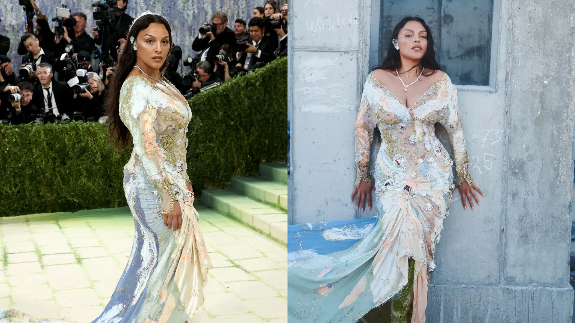Paloma in a Chanel gown inspired by impressionist paintings