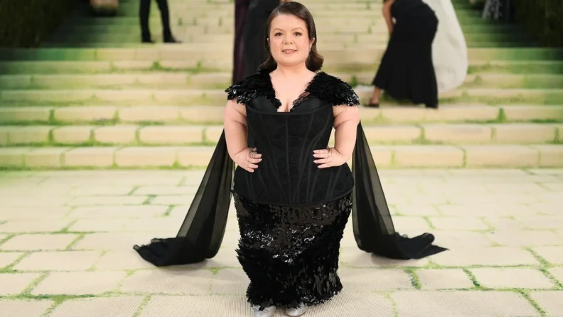 Sinéad in a custom Christian Siriano dress