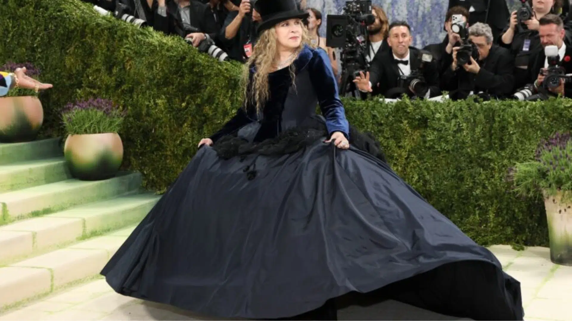 Stevie in a bohemian gown