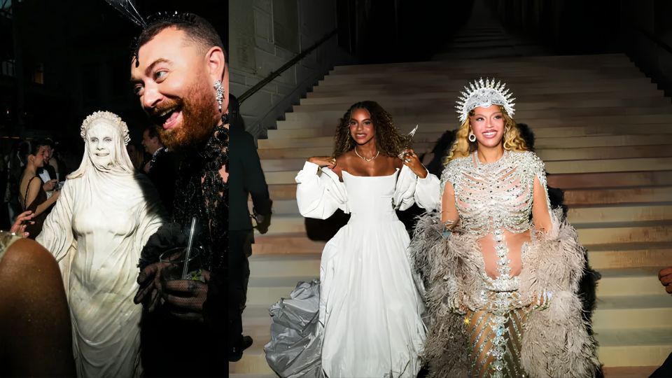 a list celebrities at this year's met getting ready for the cocktail hour