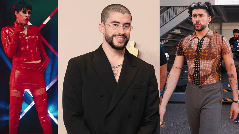 bad bunny captured in a few of his bold, best dressed moments to show the range of clothes for men