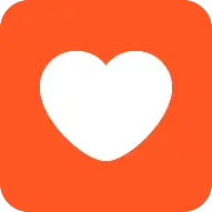 White heart icon on orange background with rounded edges