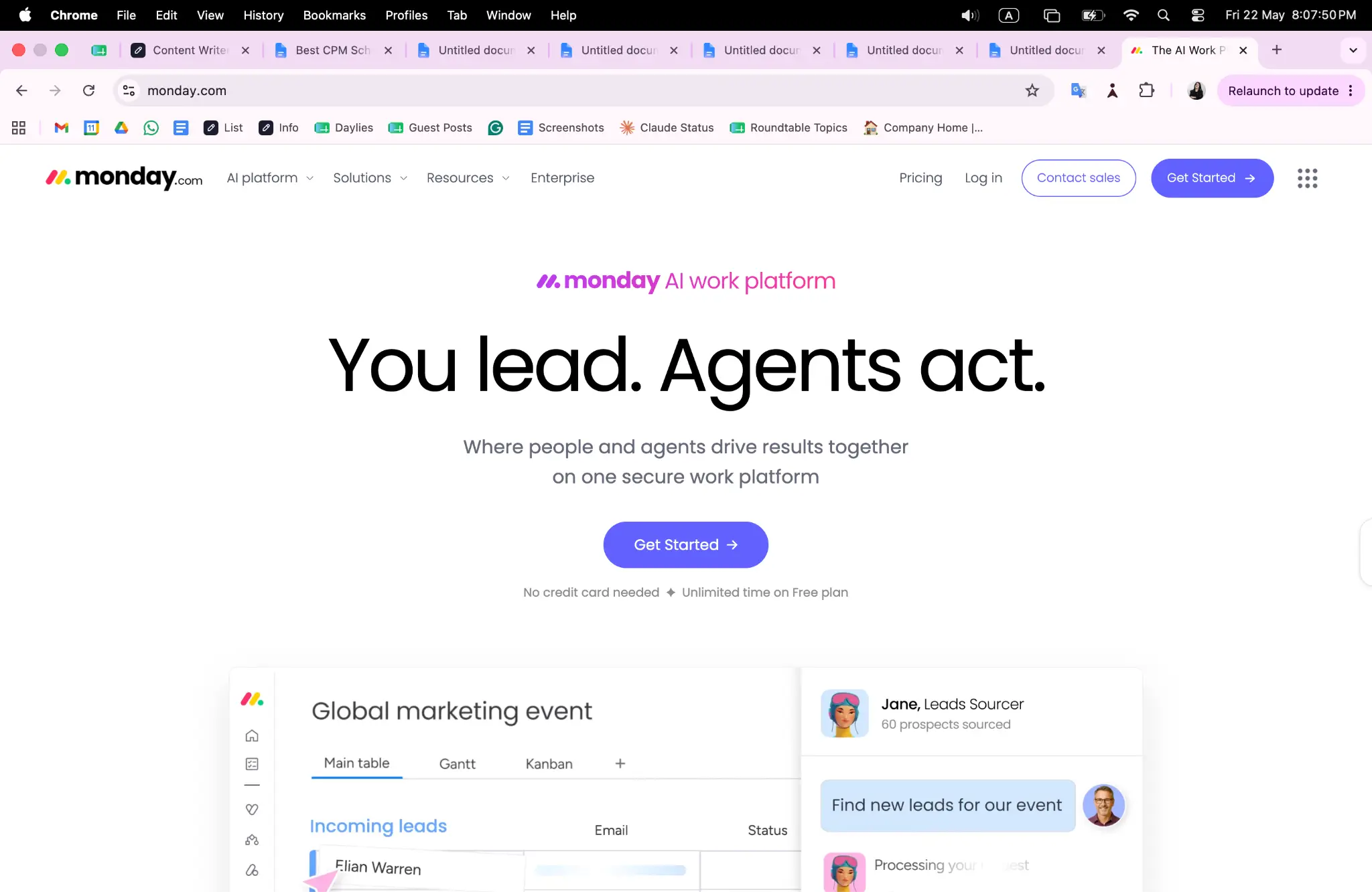Website homepage with bold text and software interface screenshots in a web browser window