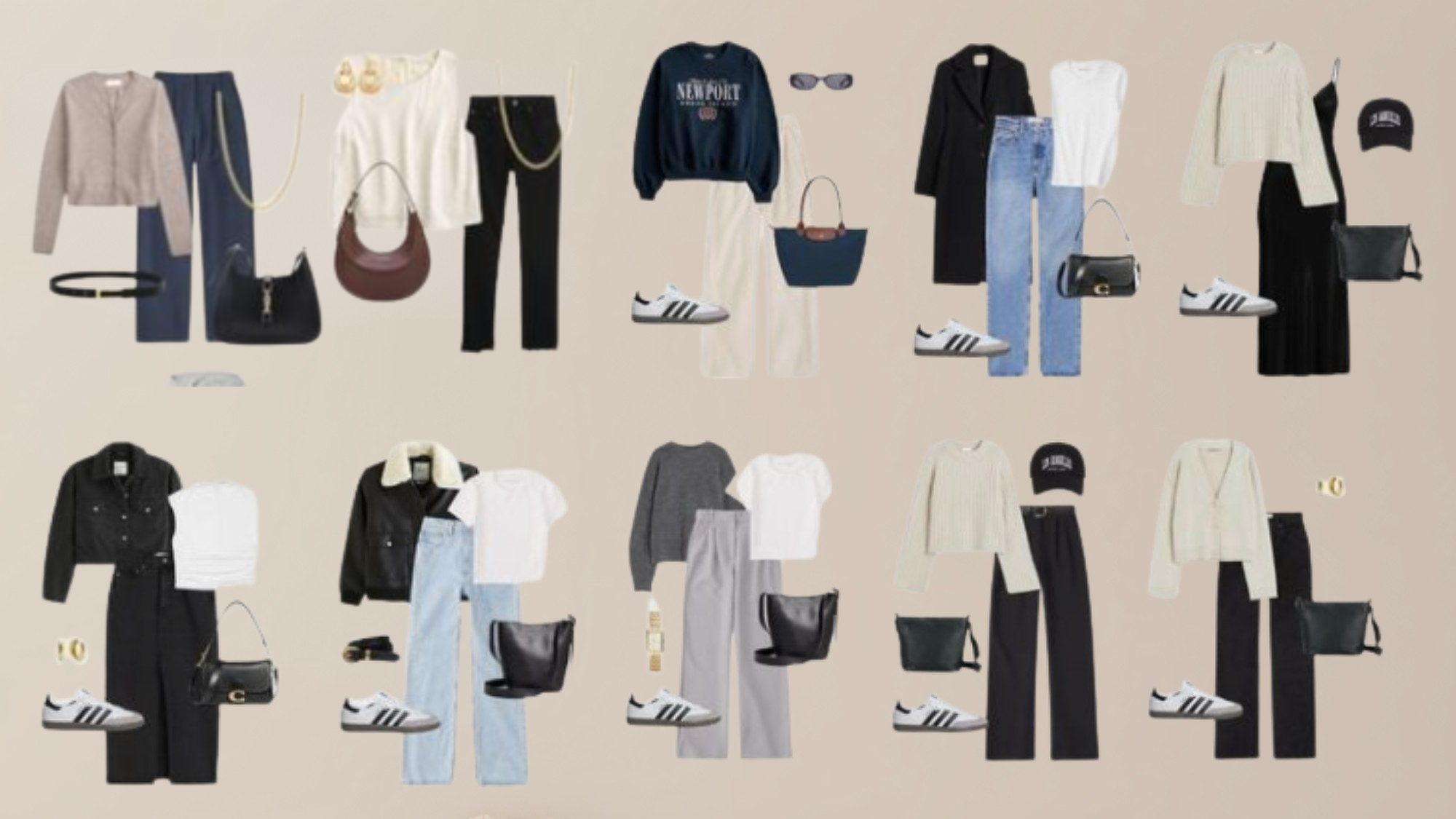 Outfit ideas featuring Adidas Sambas styled with jeans, chinos, and casual tops for everyday streetwear wear.