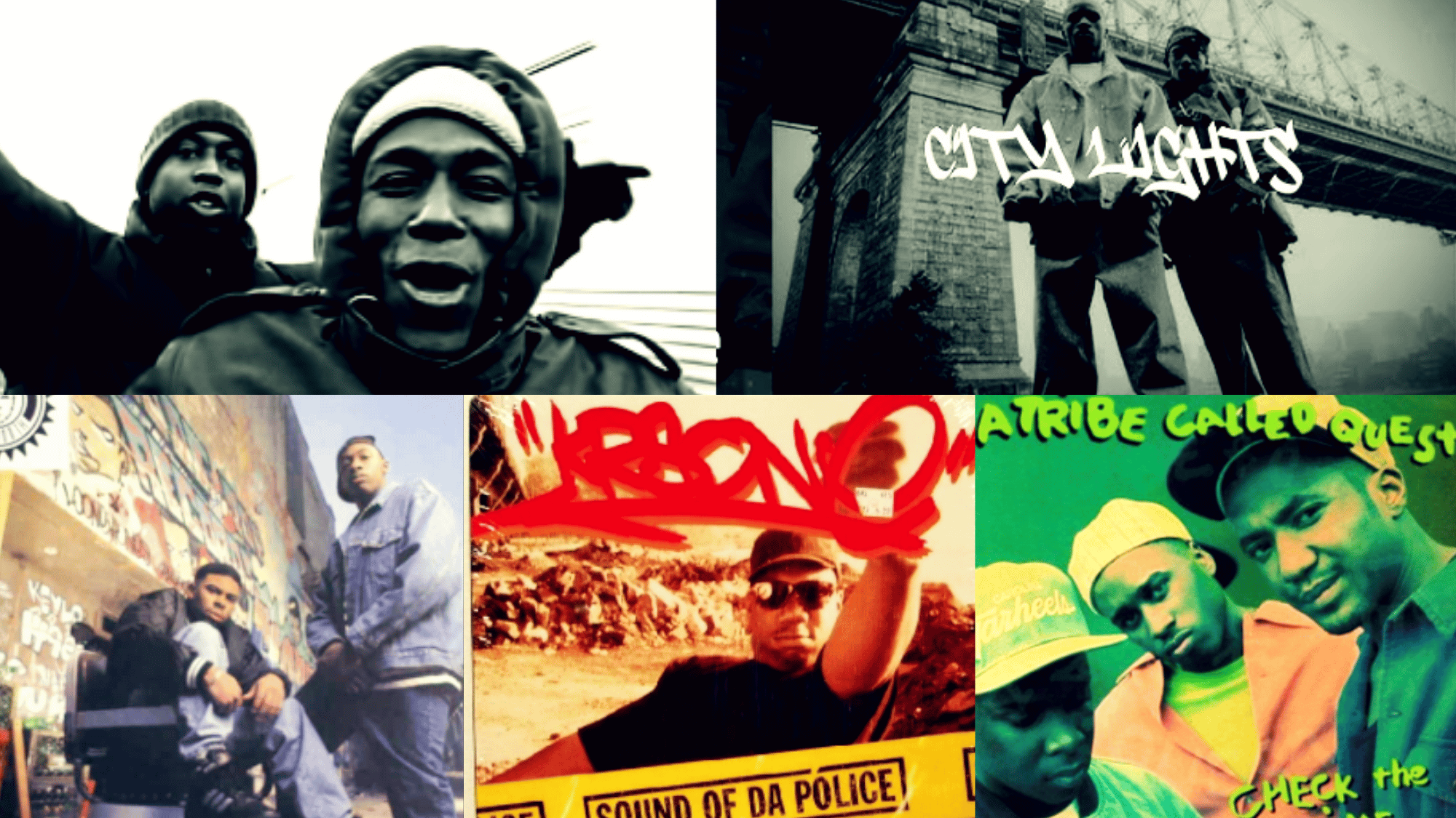Album covers representing the best underground and conscious hip hop gems of the 90s.