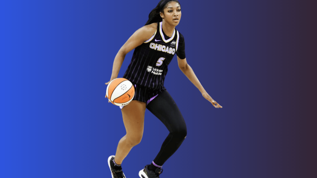 Angel Reese dribbling basketball, representing WNBA salary, endorsements, NIL deals, and media income