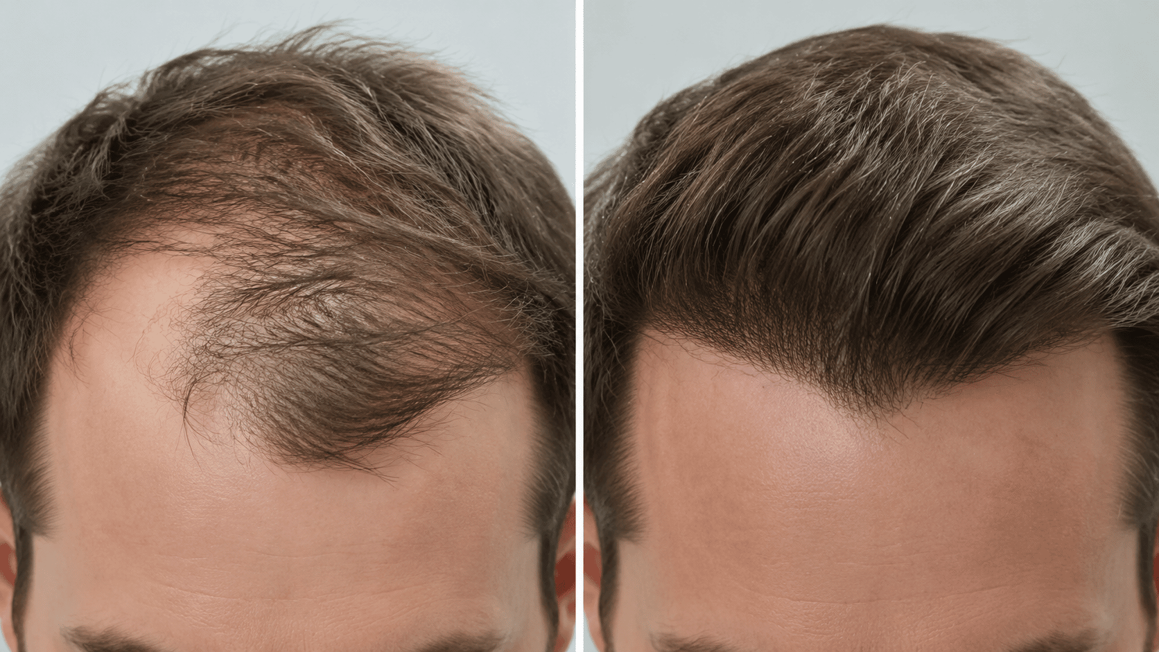 Before and after hairline surgery showing fuller hair