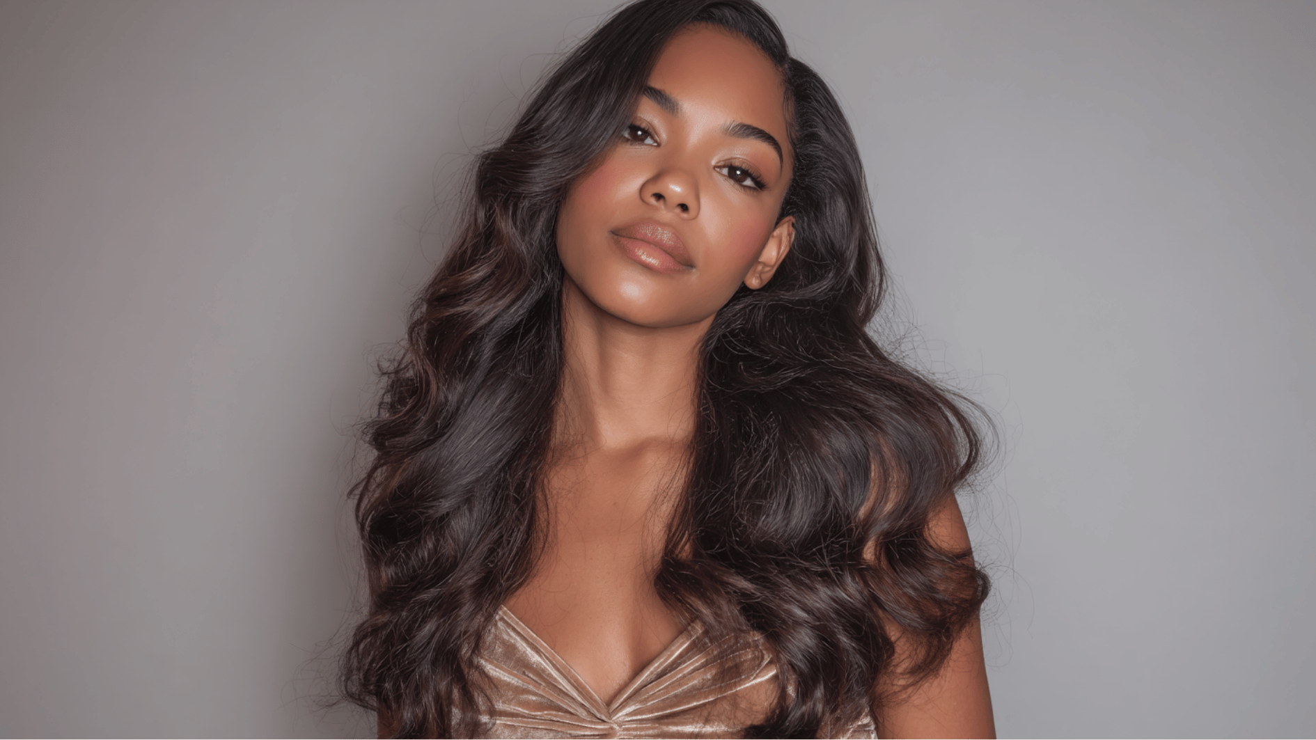 body wave sew-in hairstyle with soft natural waves and volume