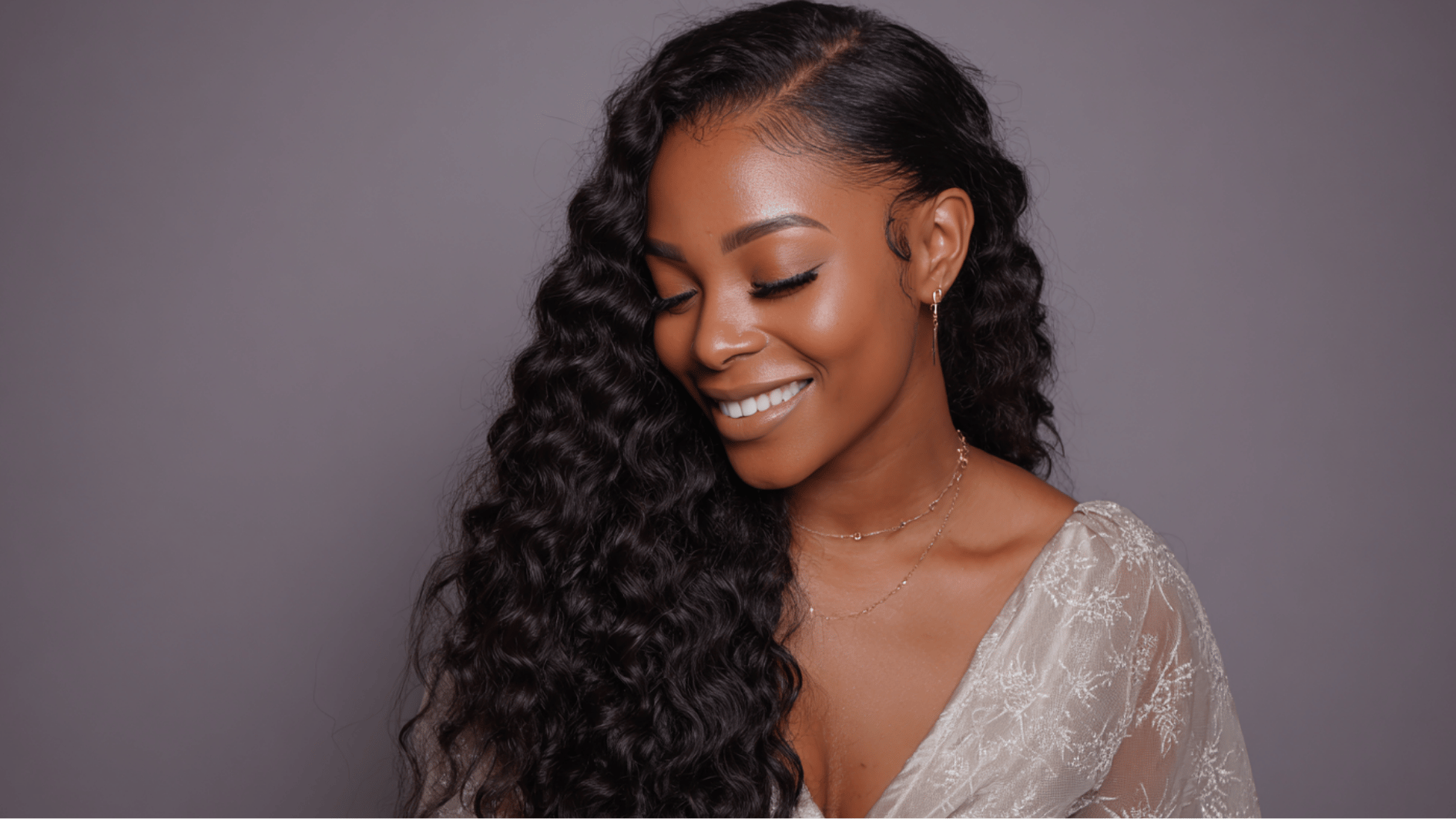 deep wave sew-in hairstyle with defined waves and rich texture
