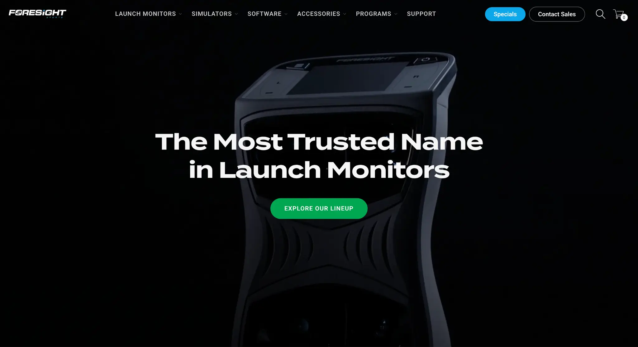 Dark launch monitor device with digital display on a black background