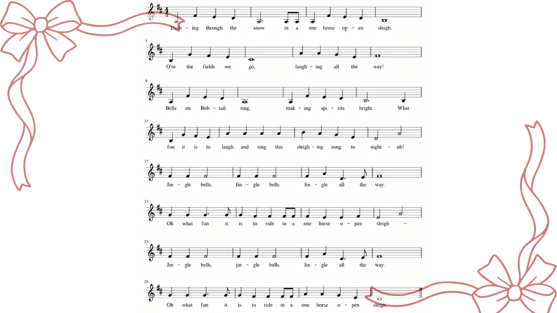 jingle Bells beginner violin sheet music in D major with easy melody notes