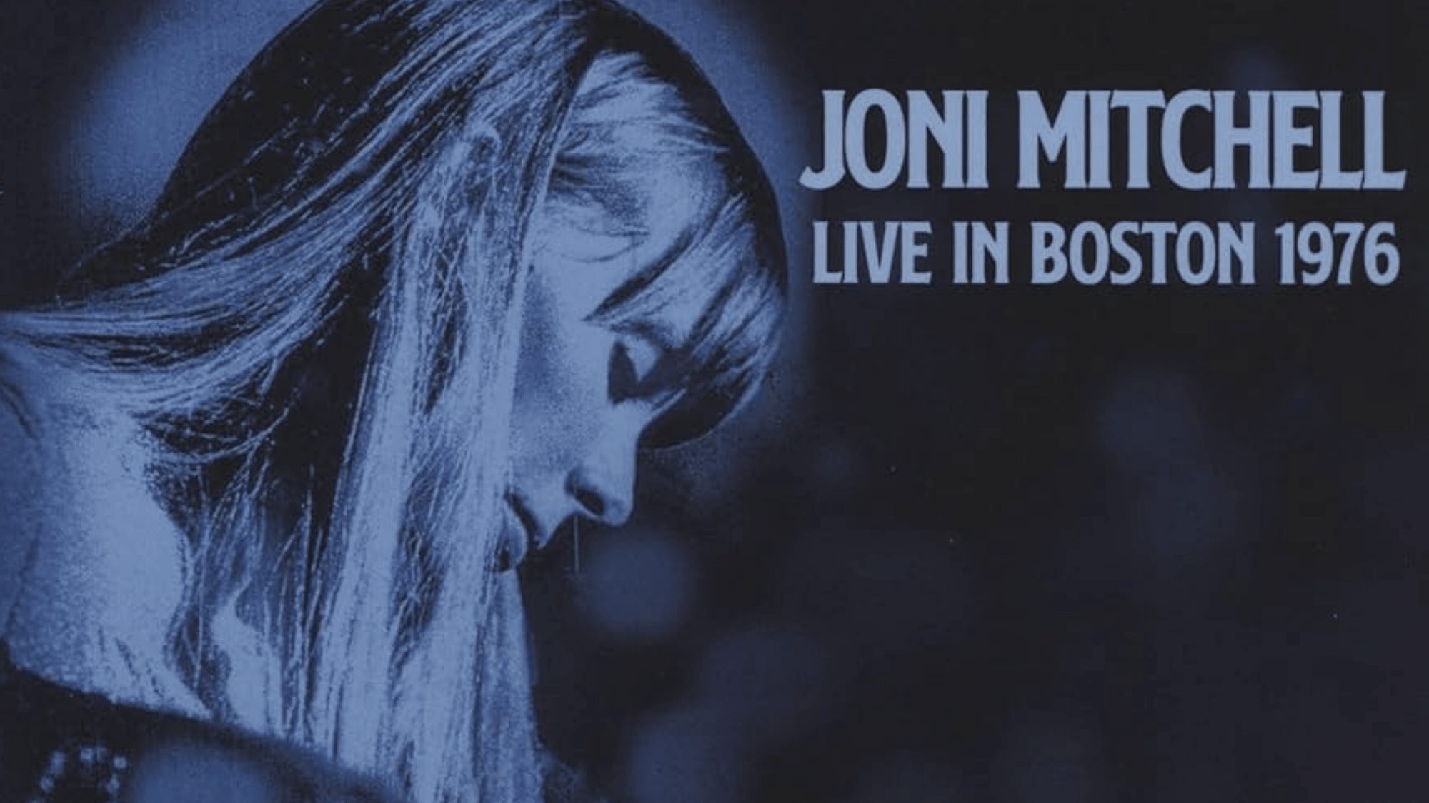 Joni Mitchell Live in Boston 1976 blue toned side profile archival album cover