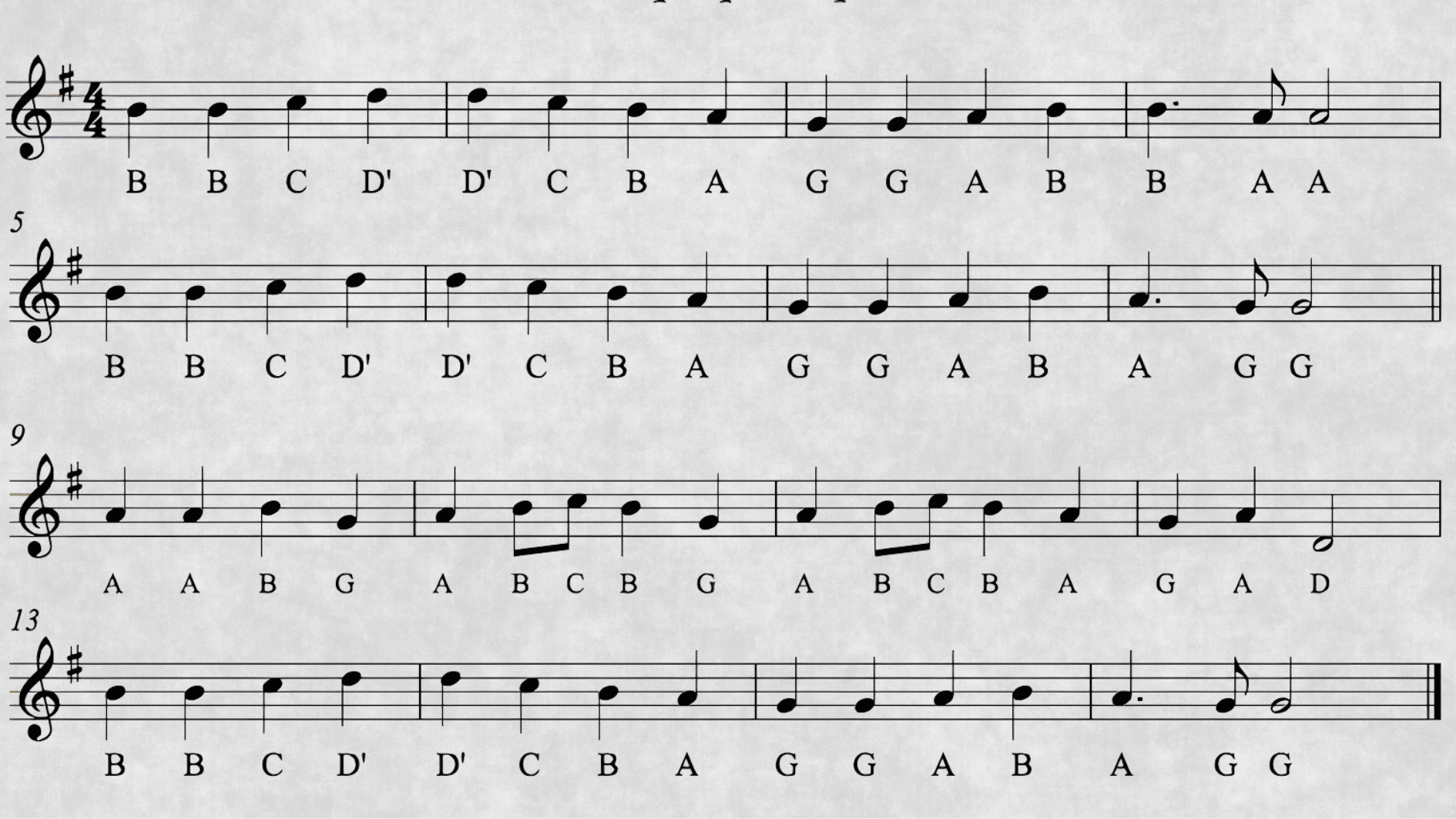 ode to Joy violin sheet music for beginners with clear note labels and simple rhythm