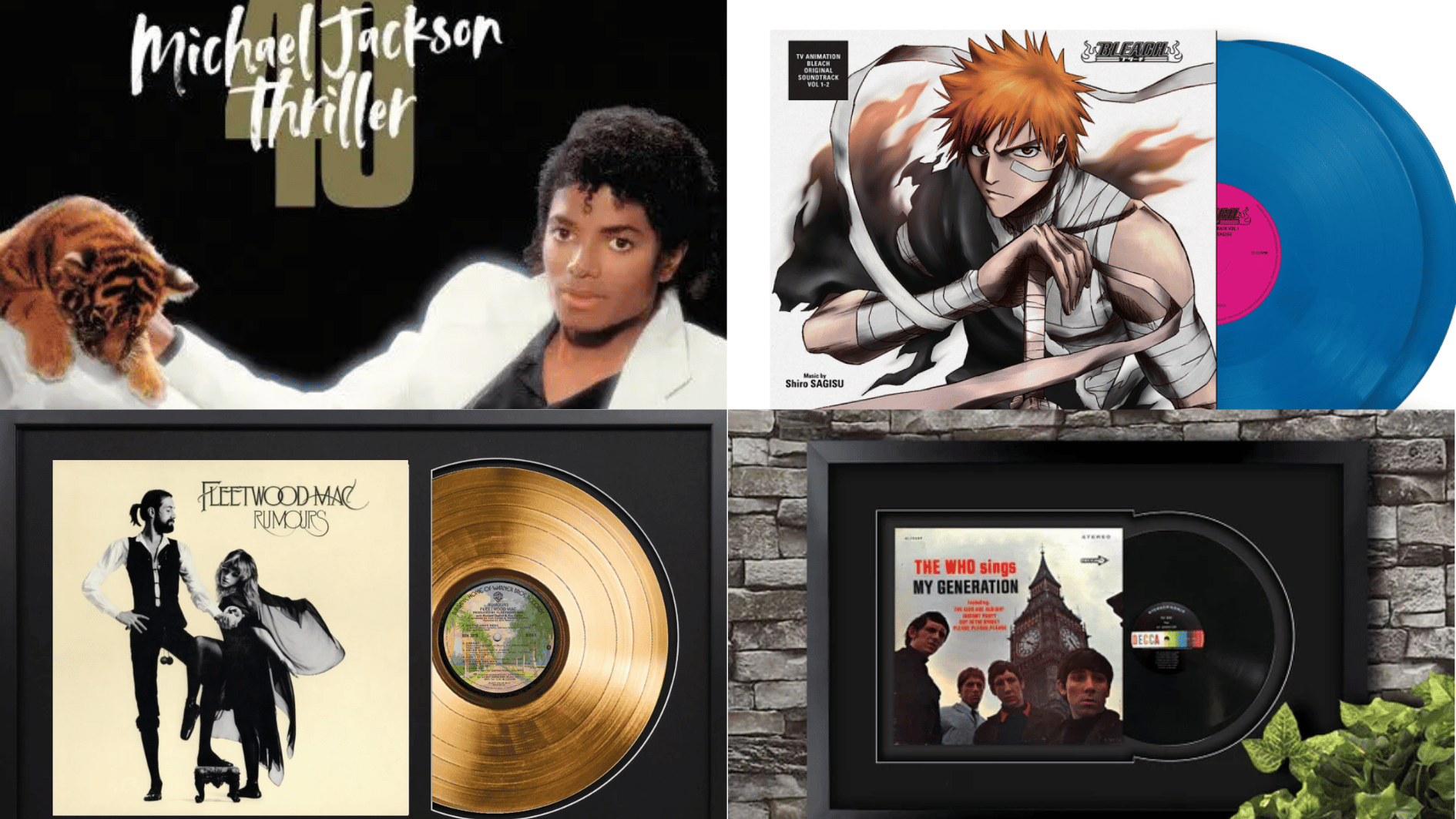 other most valuable vinyl records collage featuring thriller, rumours, my generation and rare collectible albums on vinyl displays