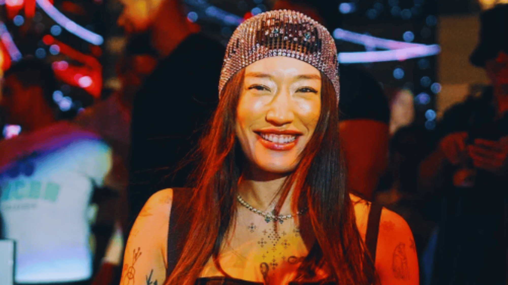 Peggy Gou performing her distinctive blend of italo disco and deep house at a major electronic music event.