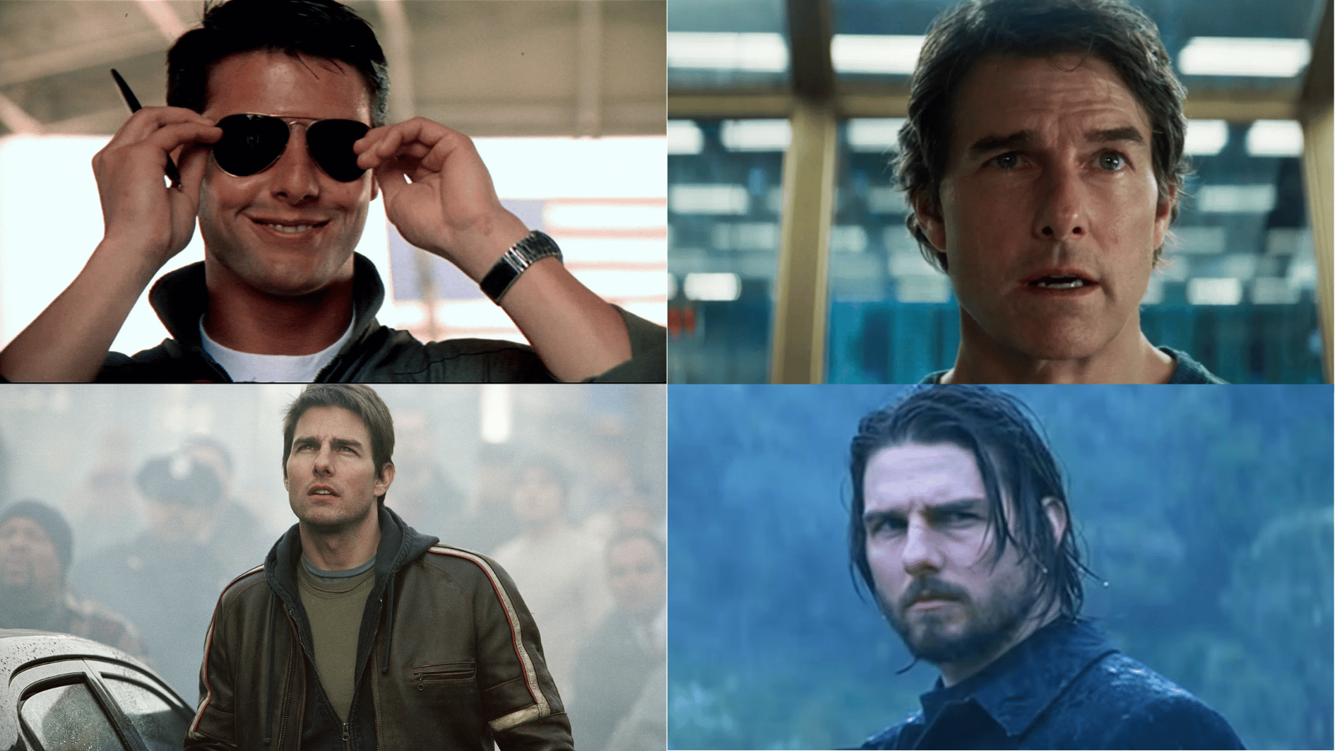 tom cruise in iconic movie roles from top gun, war of the worlds, and the last samurai through years