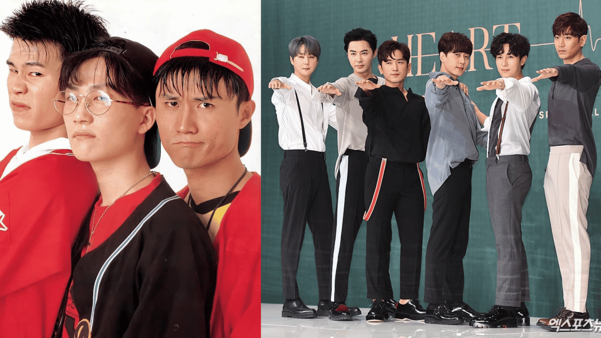 First-gen K-pop collage showing early idol groups in retro stage and promotional styles