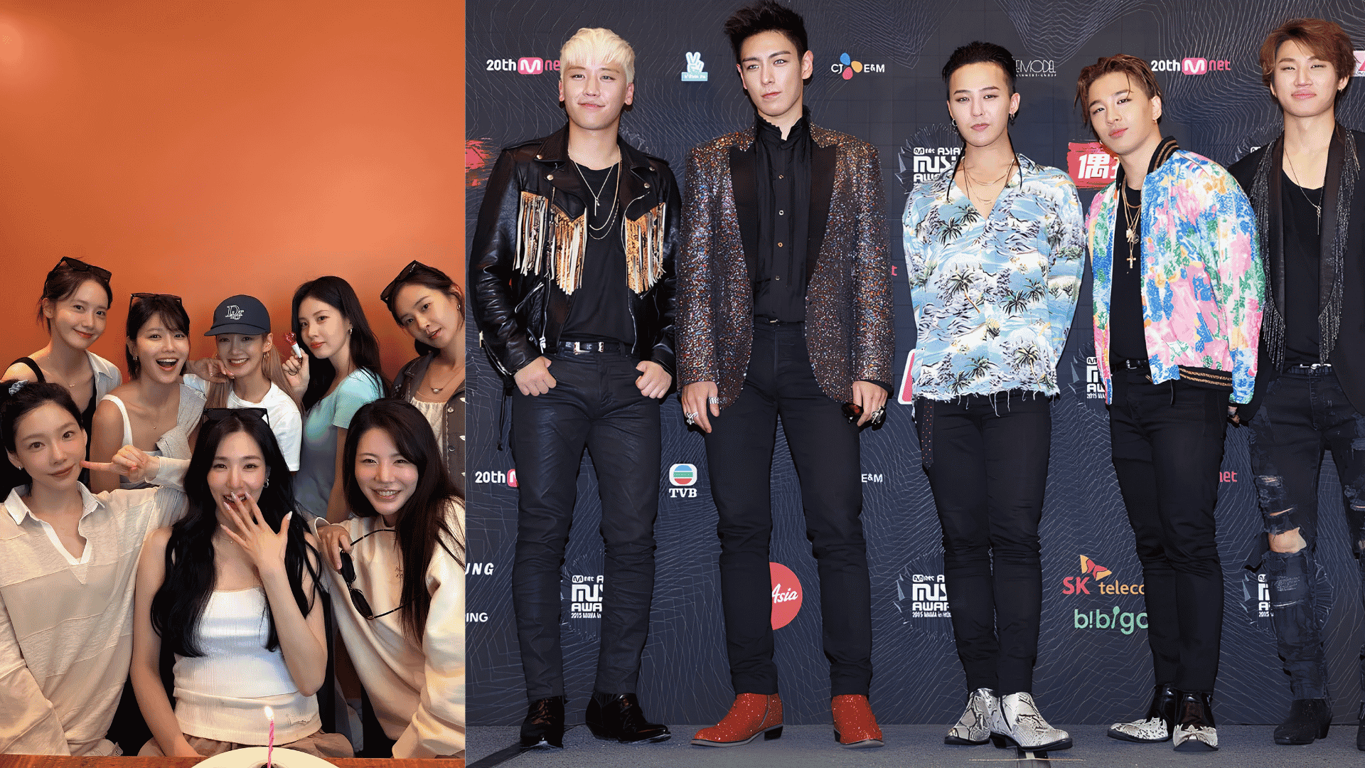 Second-gen K-pop group collage with boy and girl idols in classic stage and studio looks