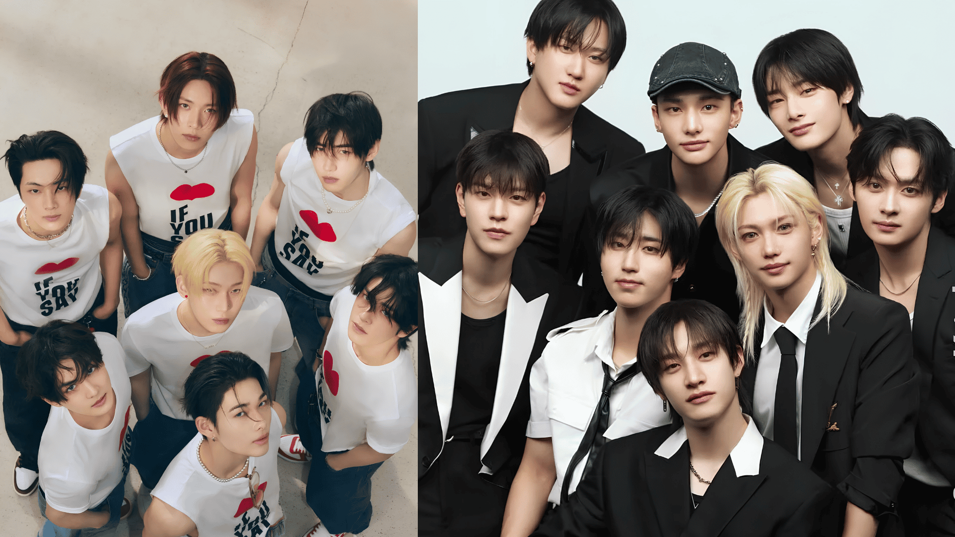 Fourth-gen K-pop collage showing modern idol groups in bold fashion and polished concepts