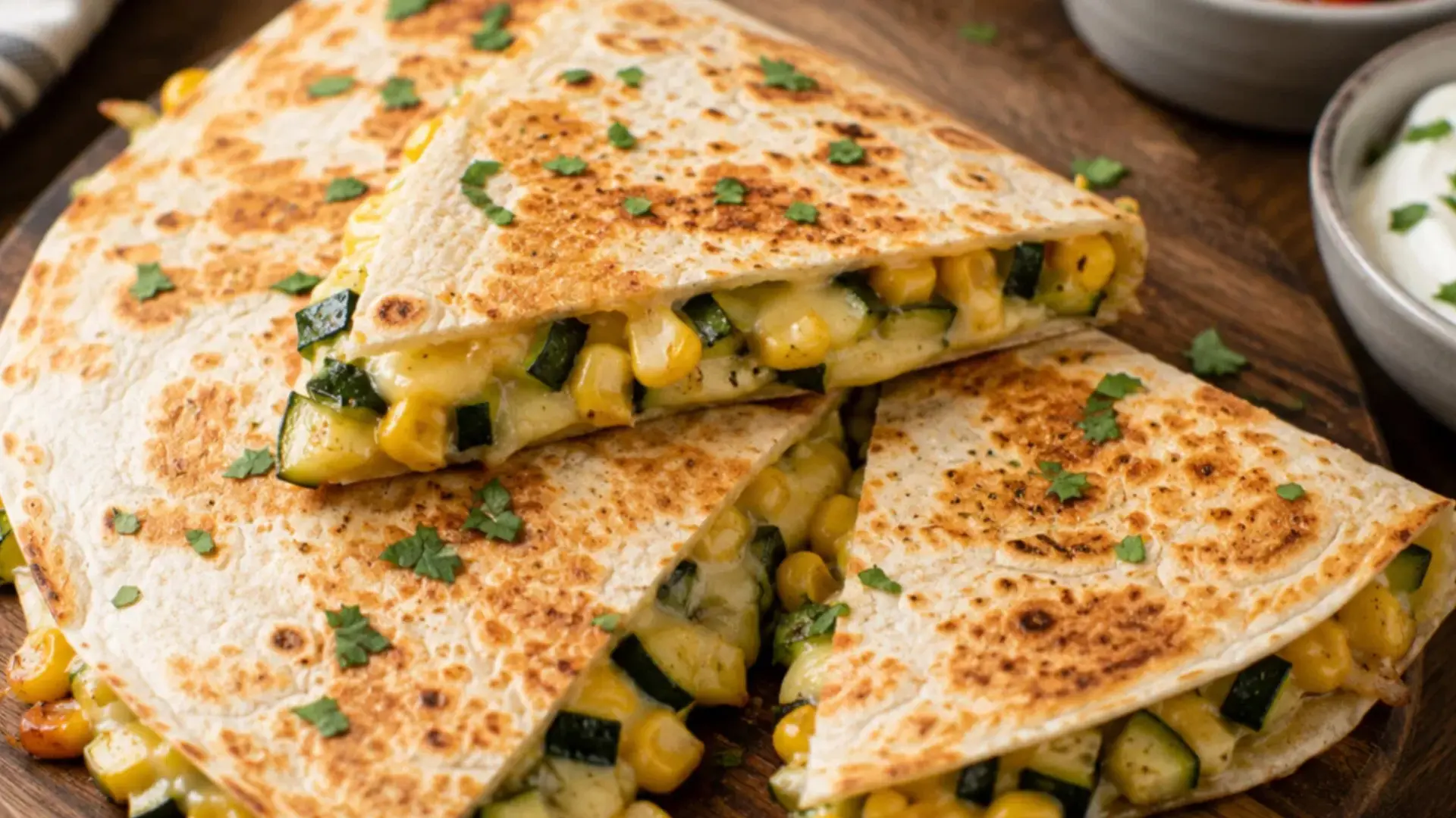 corn and zucchini quesadillas recipe made with summer veggies and melted cheese for an easy dinner