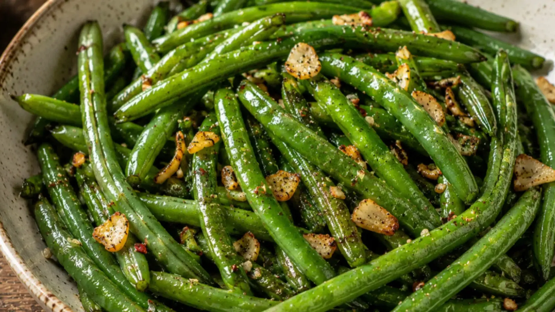 garlic green beans recipe made with fresh summer veggies for a quick and easy side dish