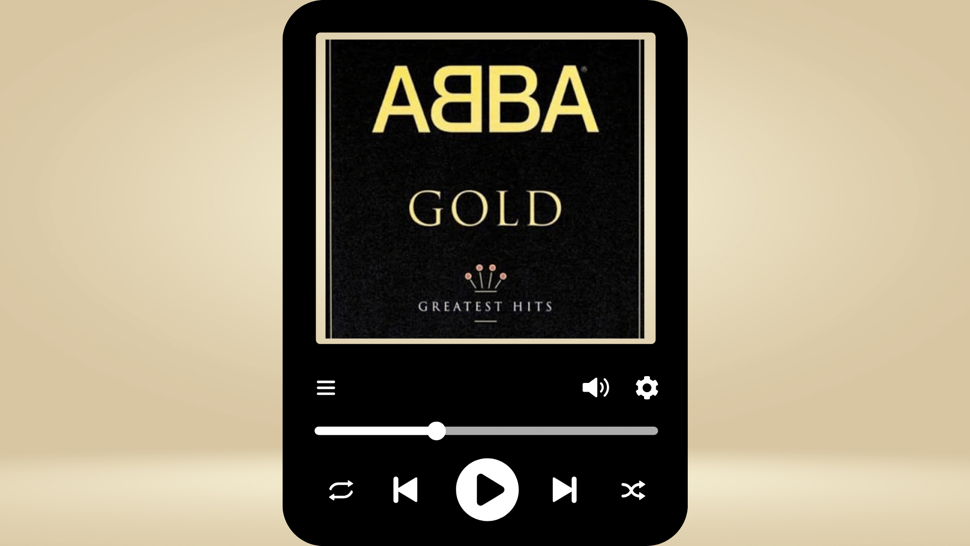 ABBA Gold greatest hits album cover featuring the iconic band logo.