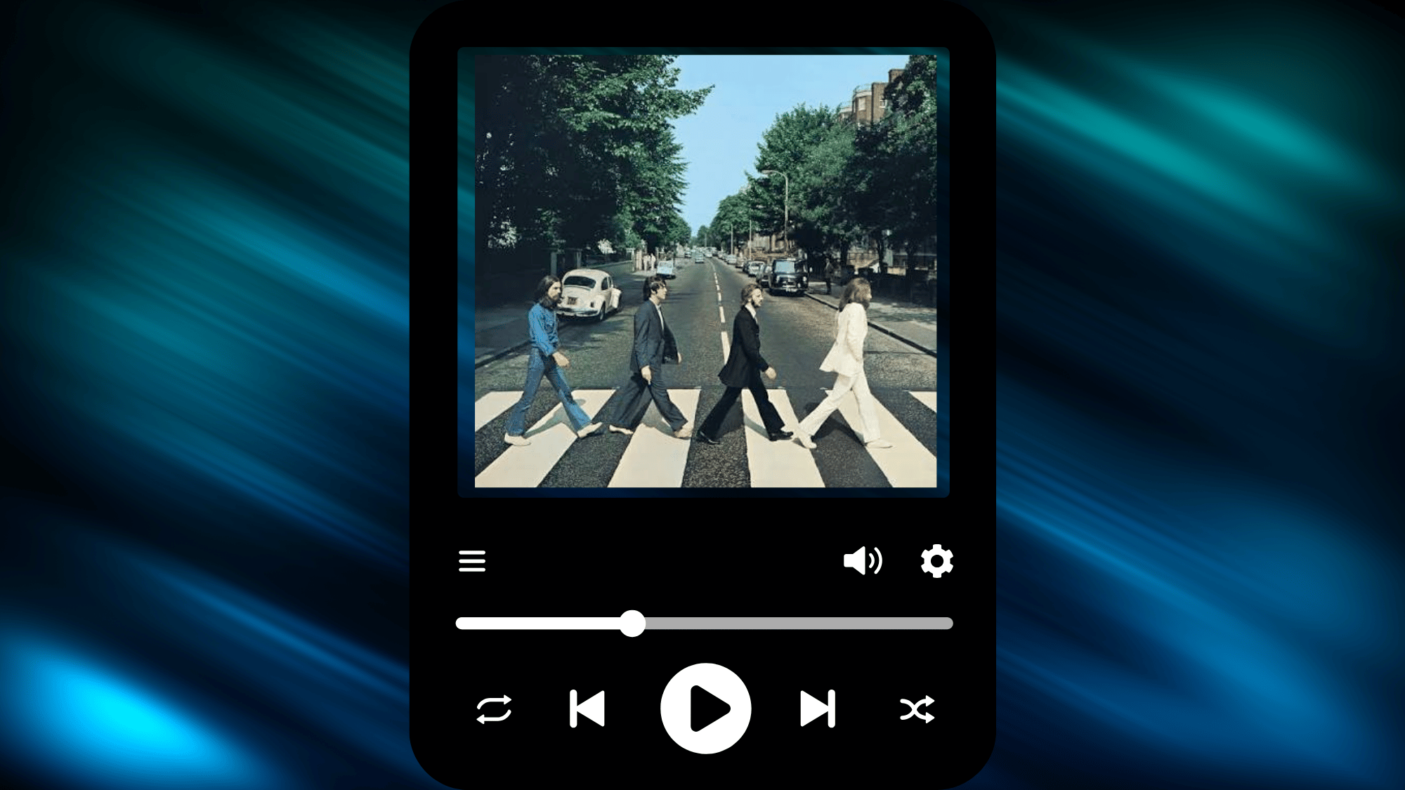 The Beatles crossing Abbey Road on the iconic album cover.
