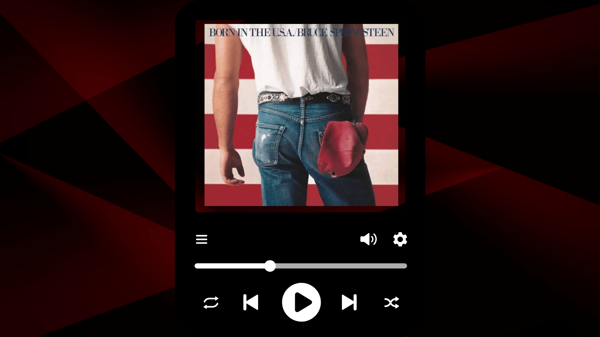 Bruce Springsteen standing before the American flag on the album cover.