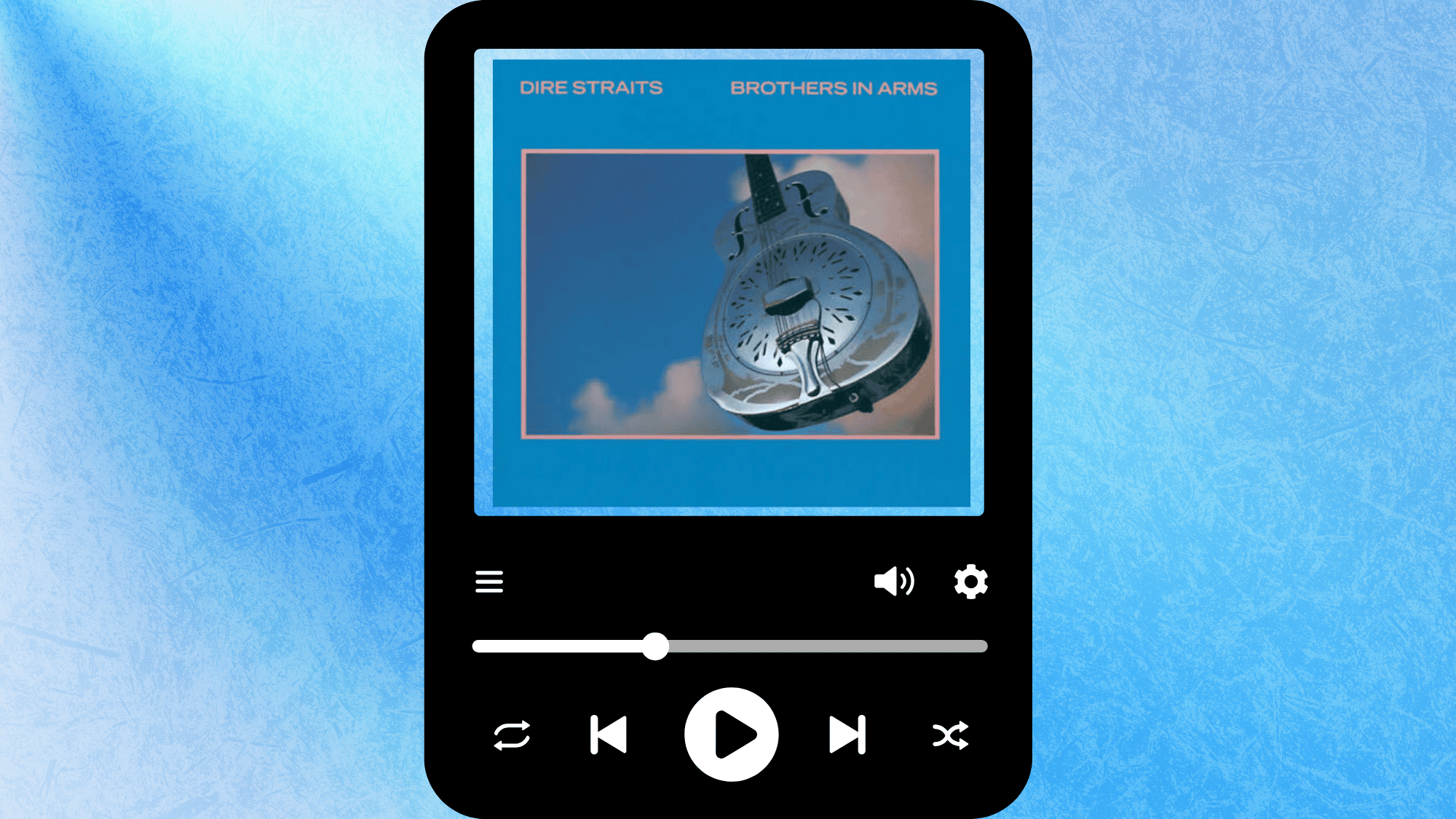 Dire Straits Brothers in Arms album cover with the National guitar.