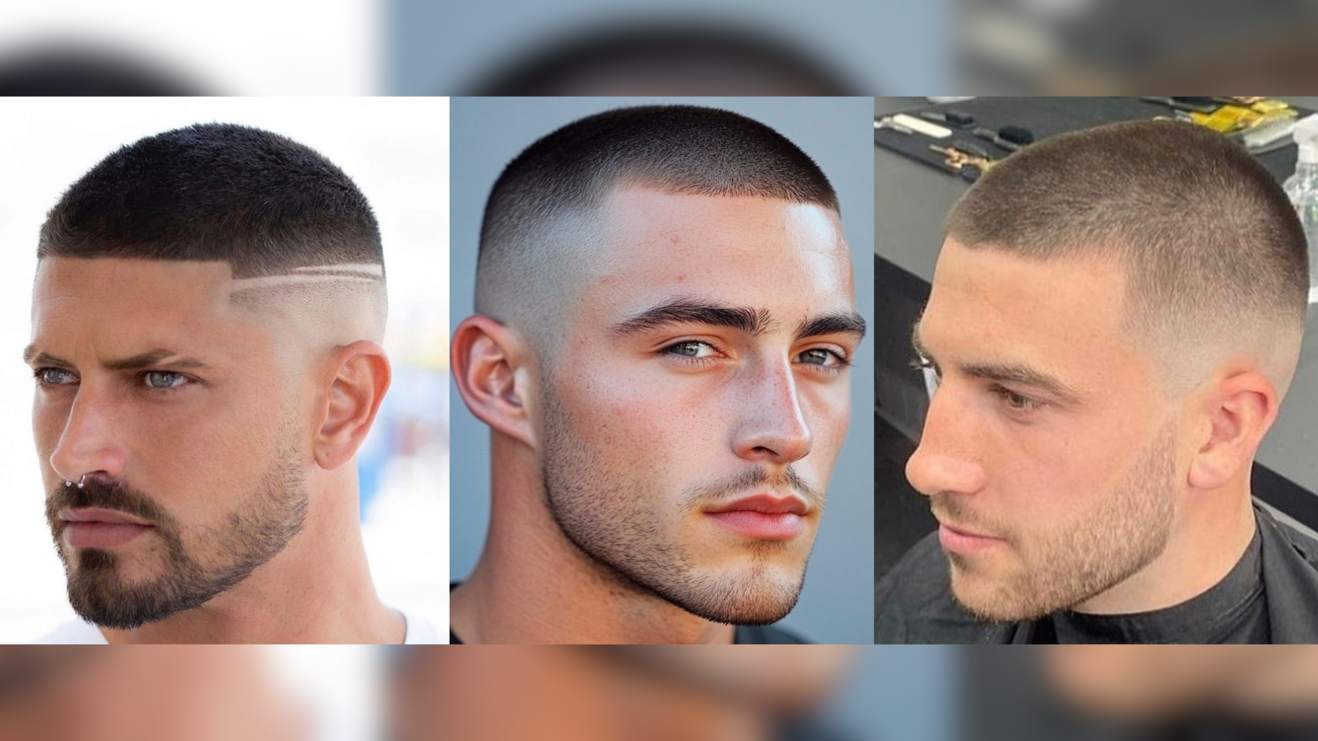collage of buzz cut angle