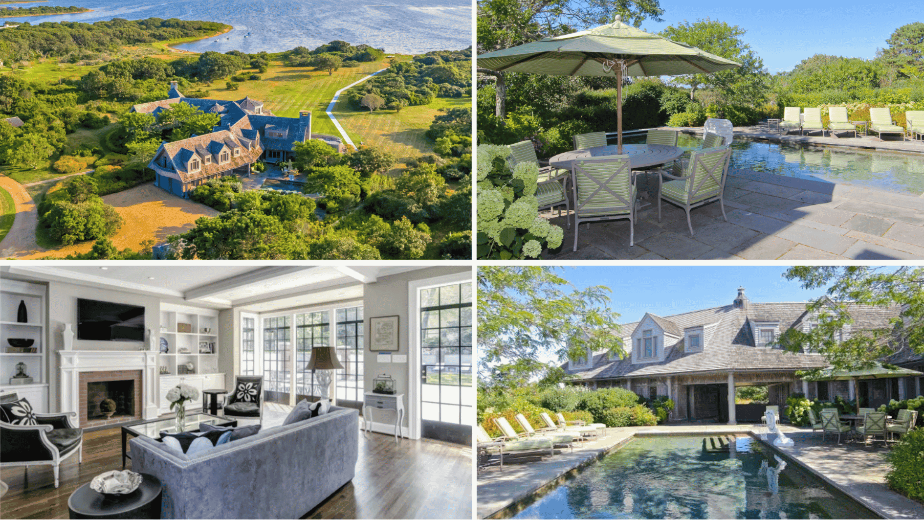 Obama Martha's Vineyard house, waterfront estate and pool