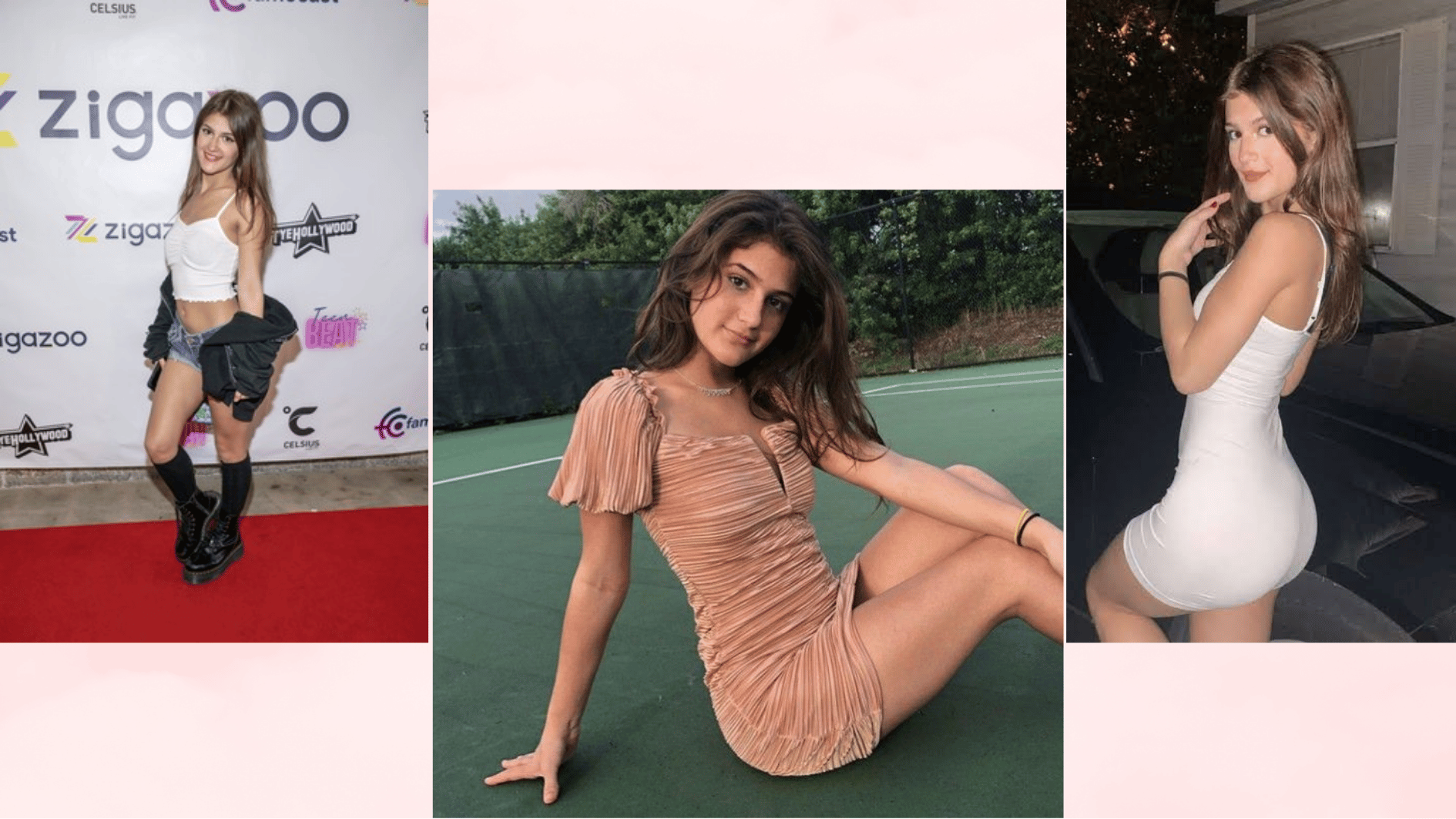 jenny popach collage showing the social media creator posing in different outfits at public events and casual locations