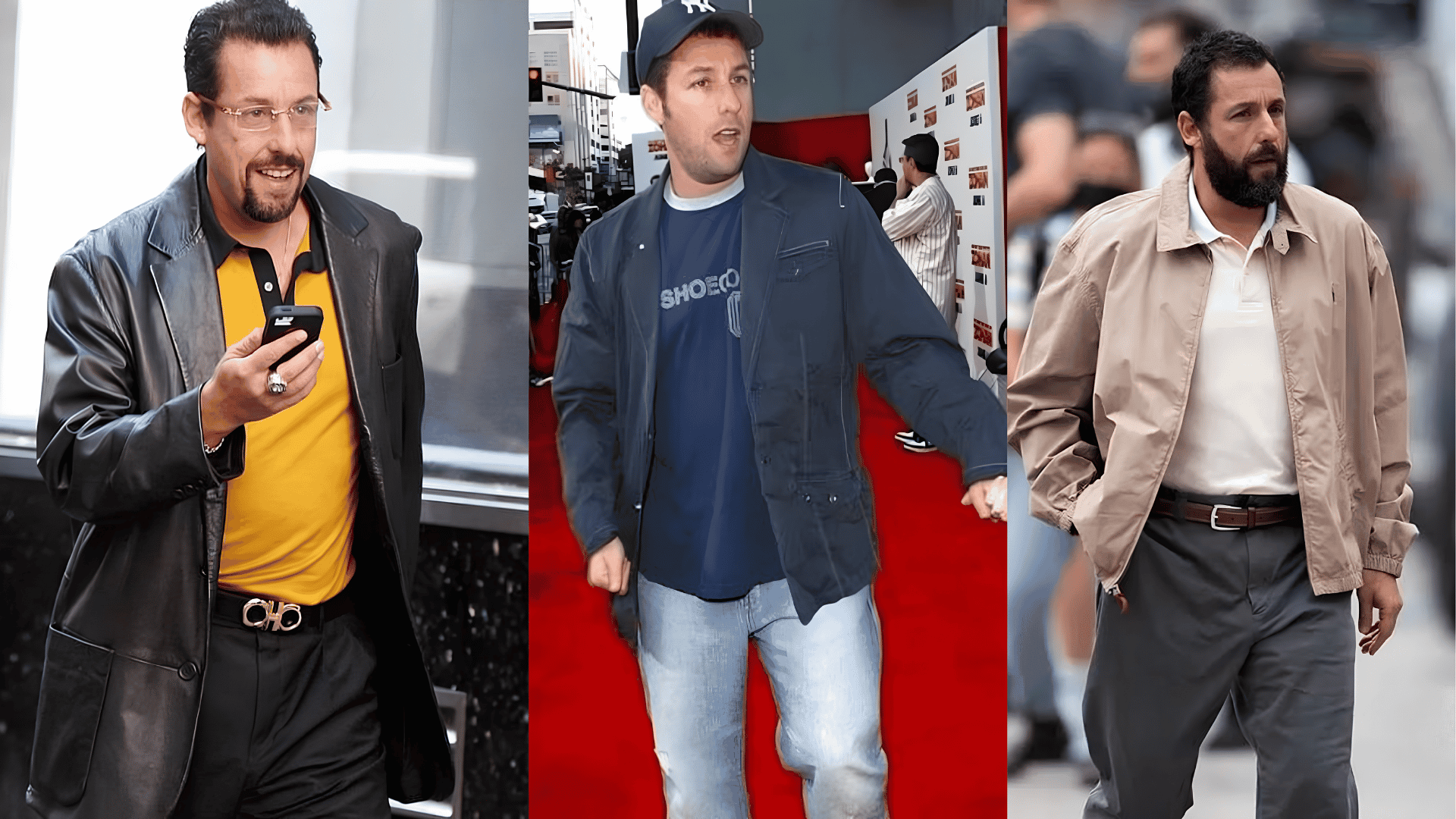 Three layered jacket looks with leather blazer, navy coat, and brown overcoat